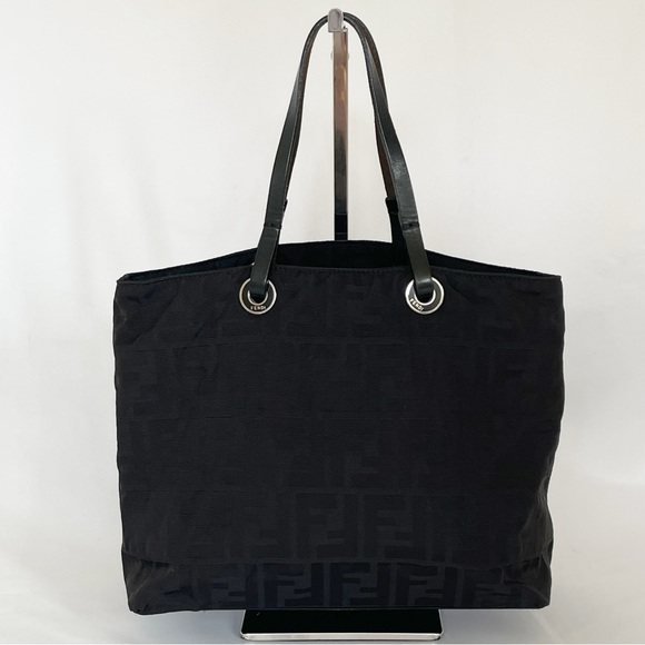 FENDI Mini Tote Bag Black on Black Zucca Canvas - Picture 10 of 16
